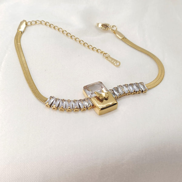 18k Gold Plated Premium butterfly Stainless Steel Zircon Snake Chain Bracelet