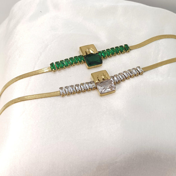 Stunning Stainless Steel Snake Chain Zircon Bracelet