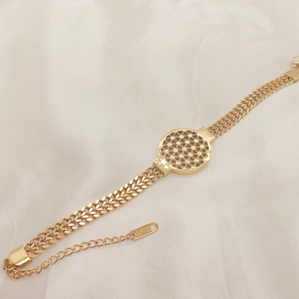 Stainless Steel 18kgold Plated Hollow Geometric Premium Bracelet