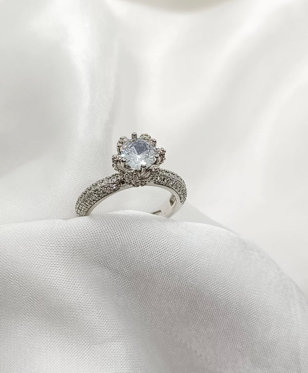 High Quality S925 Sterling Silver Sparkling Adjustable Ring