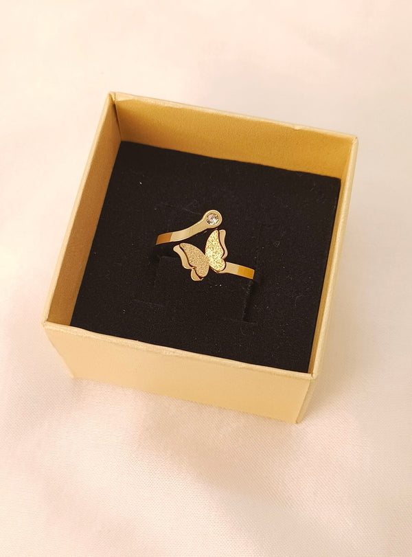 Exquisite Stainless Steel Butterfly Adjustable Ring