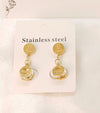 Exclusive Brand Logo Stainless Steel Crystal Earrings