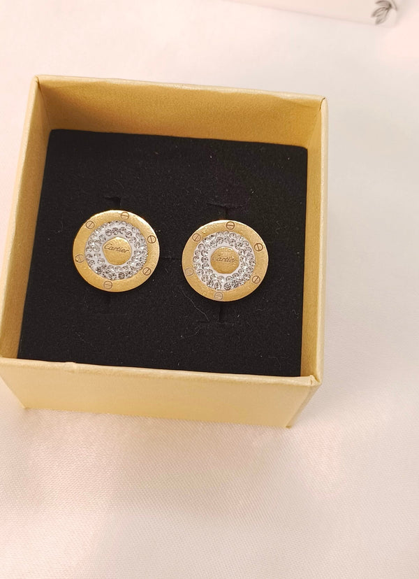 Sunshine Stainless Steel Brand Inspired Stud Earrings