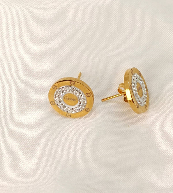 Sunshine Stainless Steel Brand Inspired Stud Earrings