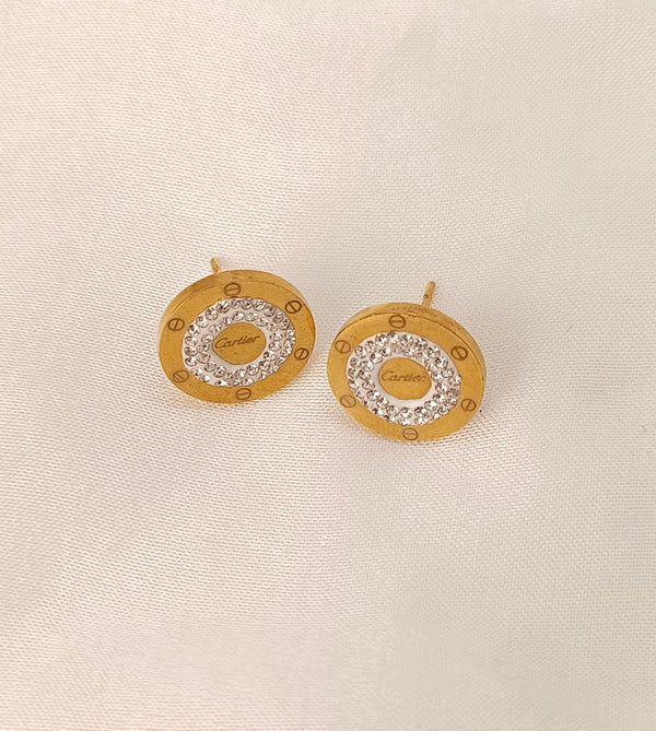 Sunshine Stainless Steel Brand Inspired Stud Earrings