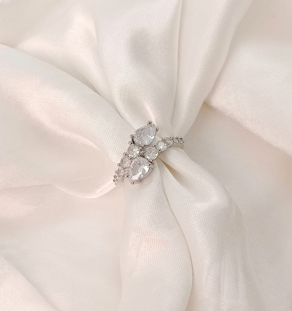 Stunning S925 Sterling Silver Zircon Stone Adjustable Ring