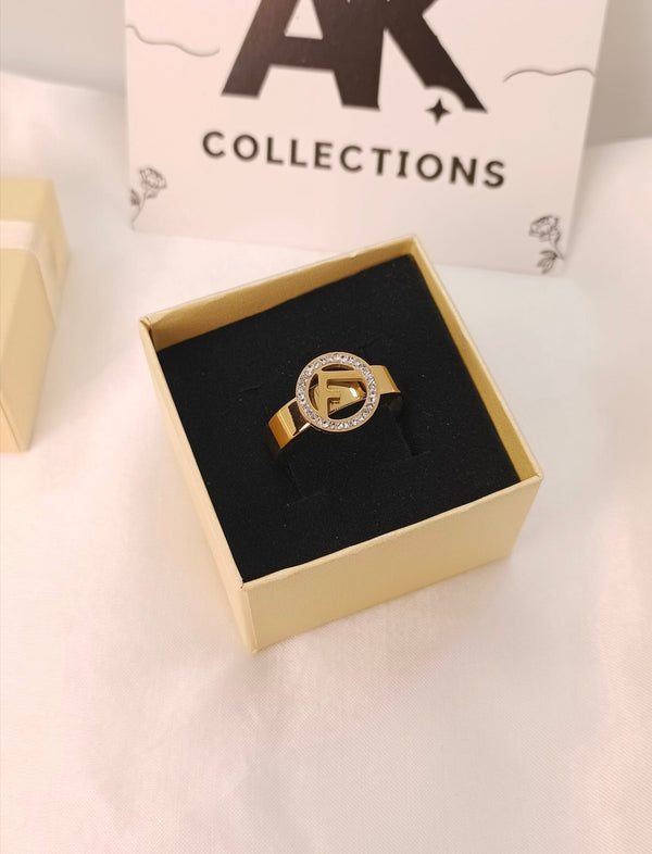 Stainless Steel Brand Inspired F Ring