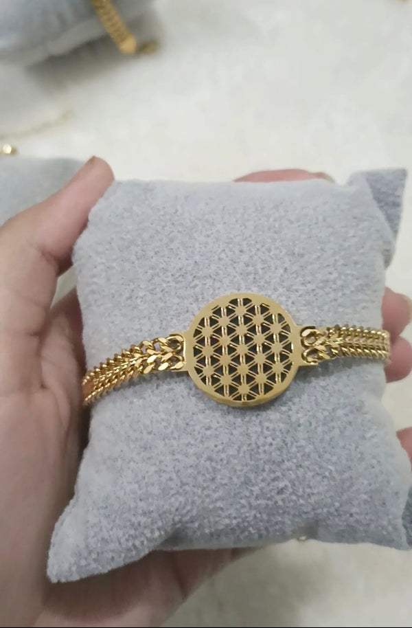 Stainless Steel 18kgold Plated Hollow Geometric Premium Bracelet