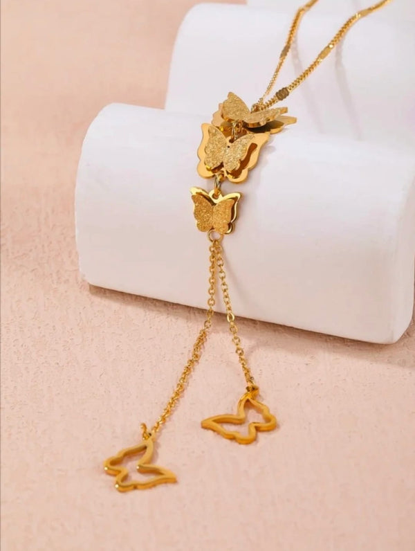 Beautiful Stainless Steel Butterfly Charm Pendant Necklace