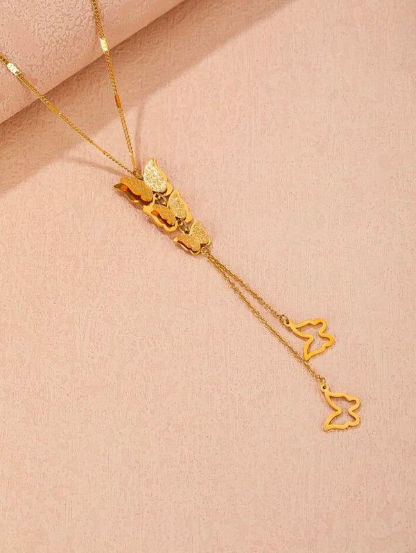 Beautiful Stainless Steel Butterfly Charm Pendant Necklace