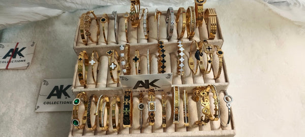 Water Proof Double Square Zircon Stainless Steel Bangle