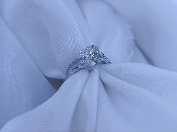 Sterling Silver Luxury Diamond Look Heart Ring