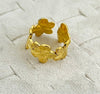 Water Proof Flower Shaped Gold Plated Adjustable Stainless Steel Ring