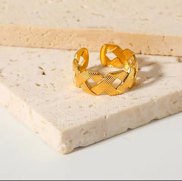 18K Gold Plated Adjustable Ring | Water Proof | Stainless Steel | High Quality Polished