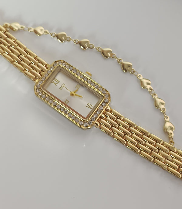 Zirconia Heart Bracelet Watch | Stainless Steel