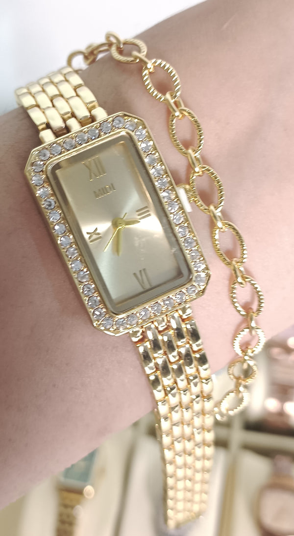 Zirconia Link Chain Bracelet Watch | Stainless Steel