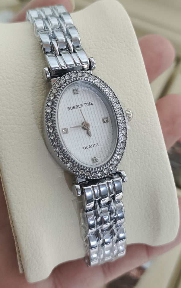 White Oval Dial Steel Watch