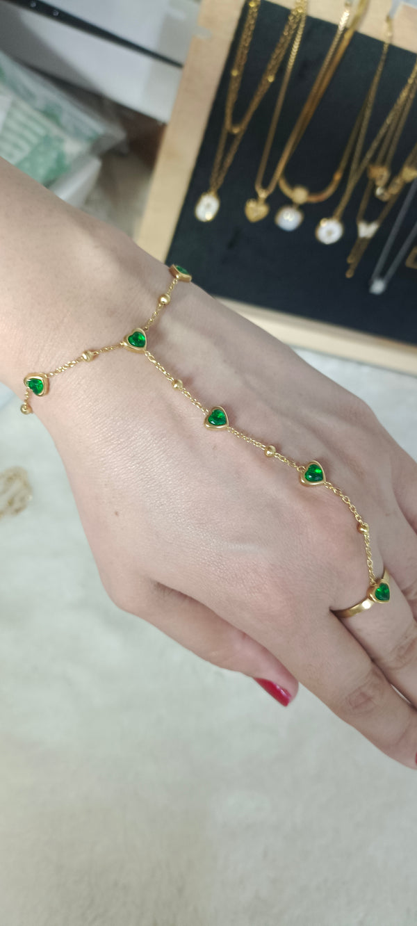 Green Heart Hand Chain