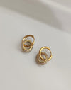 Dual Link Zircon Hoops | Stainless Steel