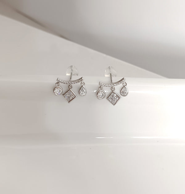 Diamond Drop Silver Ear Stud