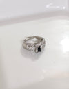 Silver Adjustable Crystal Ring
