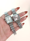 Elegant Steel Pink Dial Watch