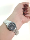 Black Dial Zircon Steel Watch | Silver | High Quality