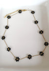 Black Crystal Flower Necklace