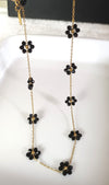 Black Crystal Flower Necklace