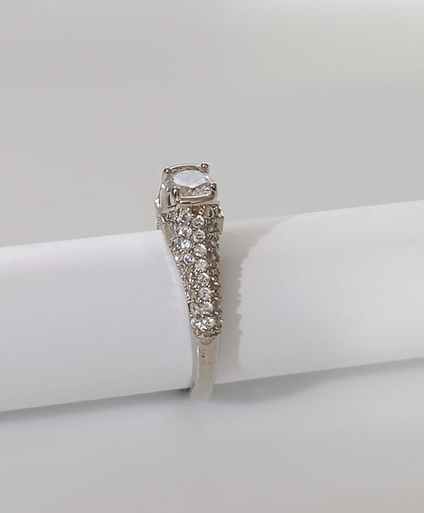 LOVE White Stone Studded Adjustable Ring