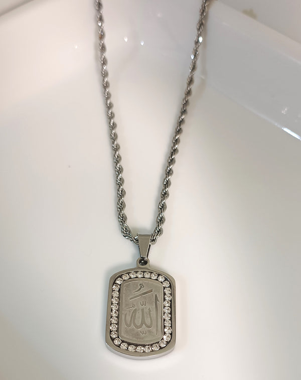 Silver Stones Allah Pendant Unisex | Stainless Steel | 21k Gold Plated