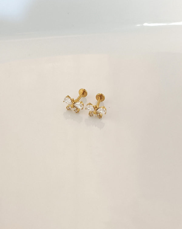 21 Karat Butterfly Mini Studs. Lifetime Color Guarantee