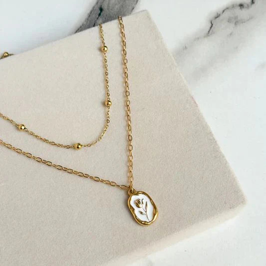 Double Chain Rose Necklace