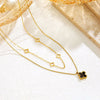 Double Layer Four Leaf Clover Necklace -Water Proof & Gold Plated