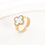 Premium Stainless Steel Adjustable Clover Ring (Black & White)