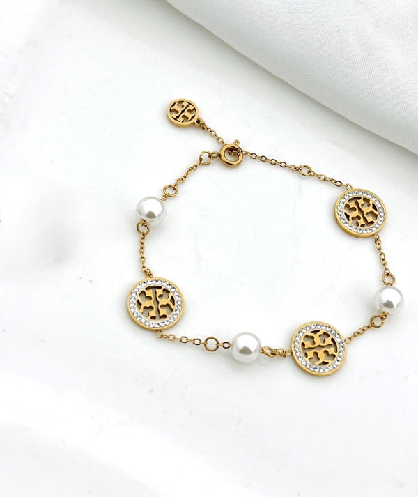 Beautiful Sparkling Pearl Stainless Steel Bracelet