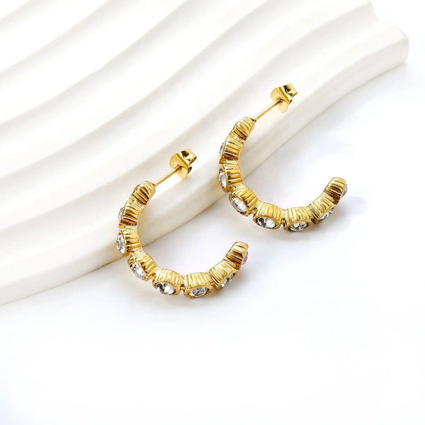 Water Proof Cubic Zirconia Gold Plated Earrings