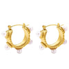 Water Proof Gold Pearl Hoops Earrings