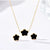 Japan-Korea Style Flowers Black Stainless Steel Necklace Earrings