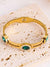 Water Proof Irregular Emerald ObliqueGreen Zircon 18k Gold Plated Bangle