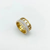 Roman Numeral 18k Gold Studded Ring