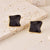 Luxe Shell Square Earrings – Black & White Shell Design, Waterproof, 18k Gold Finish