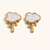 Cloud Shell Earrings – Black & White Shell Design, Waterproof, 18k Gold Finish