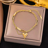 Gold-Plated Anti Tarnish Heart Themed Charm Bracelet | Water Proof | Premium Quality