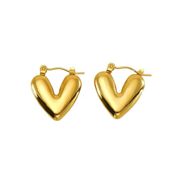 Lush Heart Hoops Earrings | Gold Plated | Stainless Steel | Water Proof