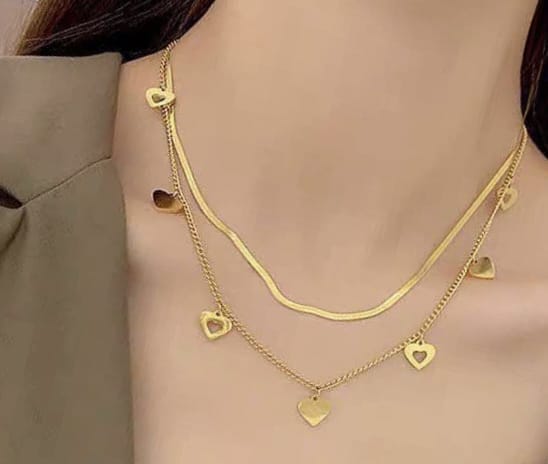 Multi Layered Heart Necklace | Water Proof | Stainless Steel | Premium Gold Plated