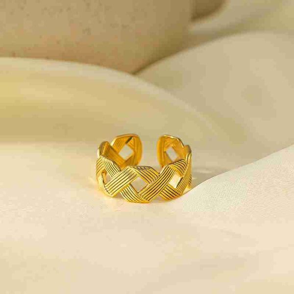 18K Gold Plated Adjustable Ring | Water Proof | Stainless Steel | High Quality Polished