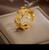 18K Gold Plated Adjustable Ring | Water Proof | Stainless Steel | High Quality Polished