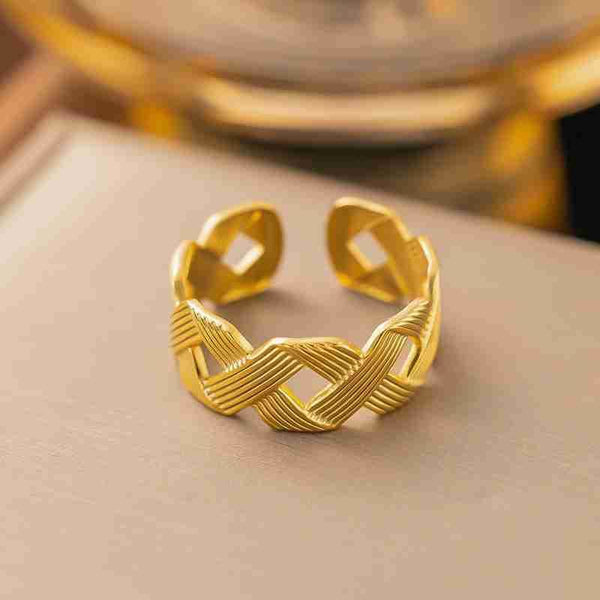 18K Gold Plated Adjustable Ring | Water Proof | Stainless Steel | High Quality Polished