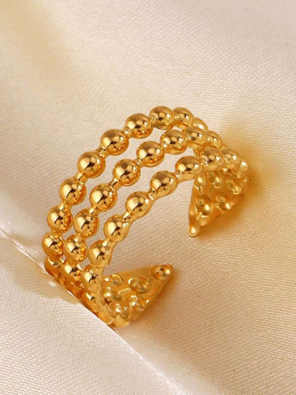 Stainless Steel Beads Adjustable Ring | Water Proof